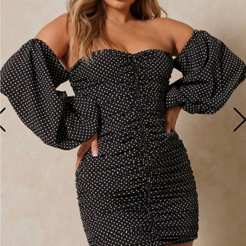 Misspap Polka Dot Ruched Dress Size 16